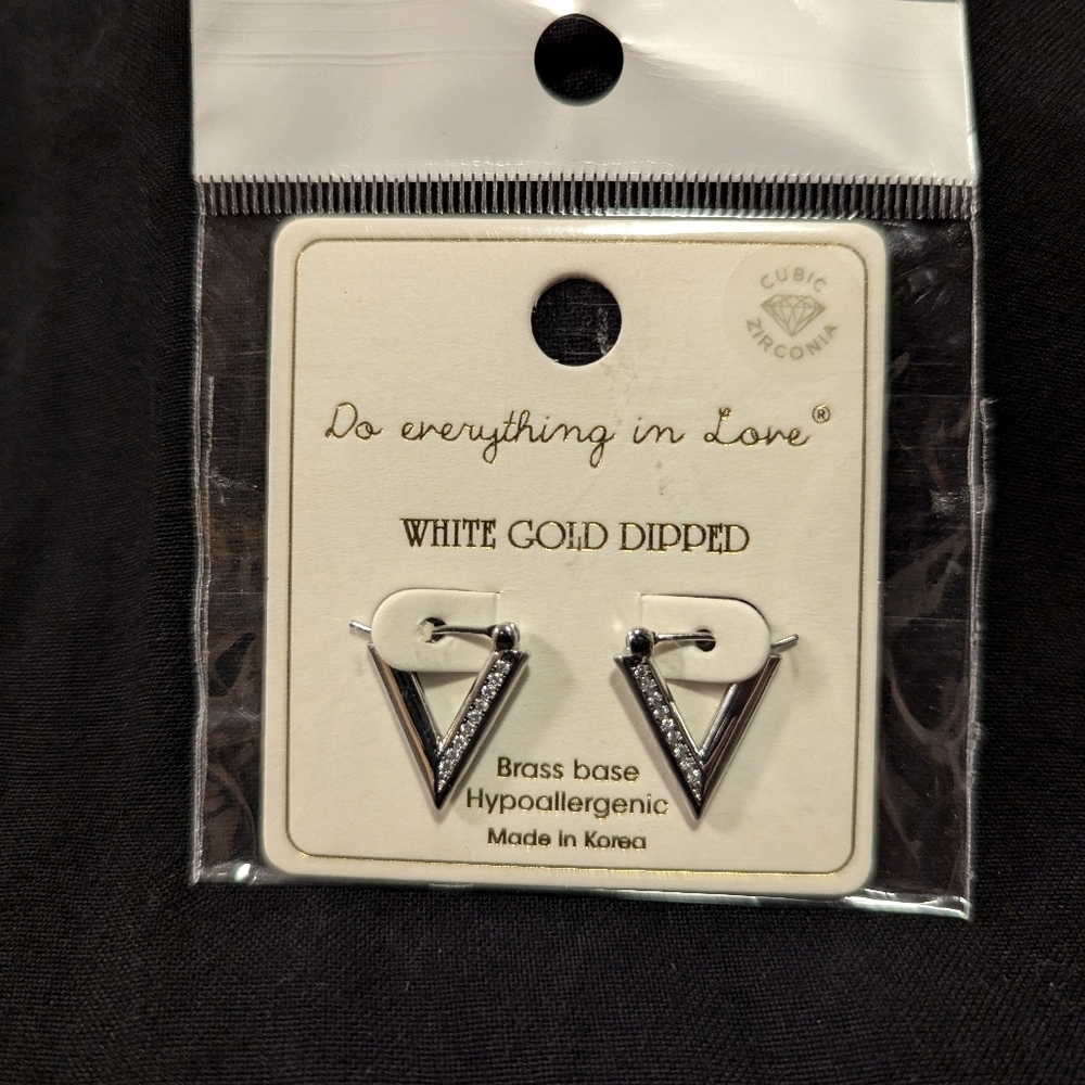 Gold dipped triangle cubic zirconia earrings